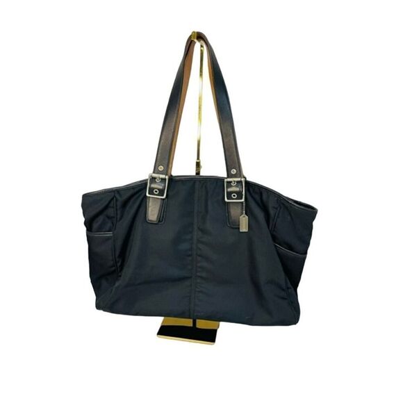 Coach Nylon Multipurpose Black Shoulder Tote Bag Leather Straps G052-5173 - Picture 1 of 5
